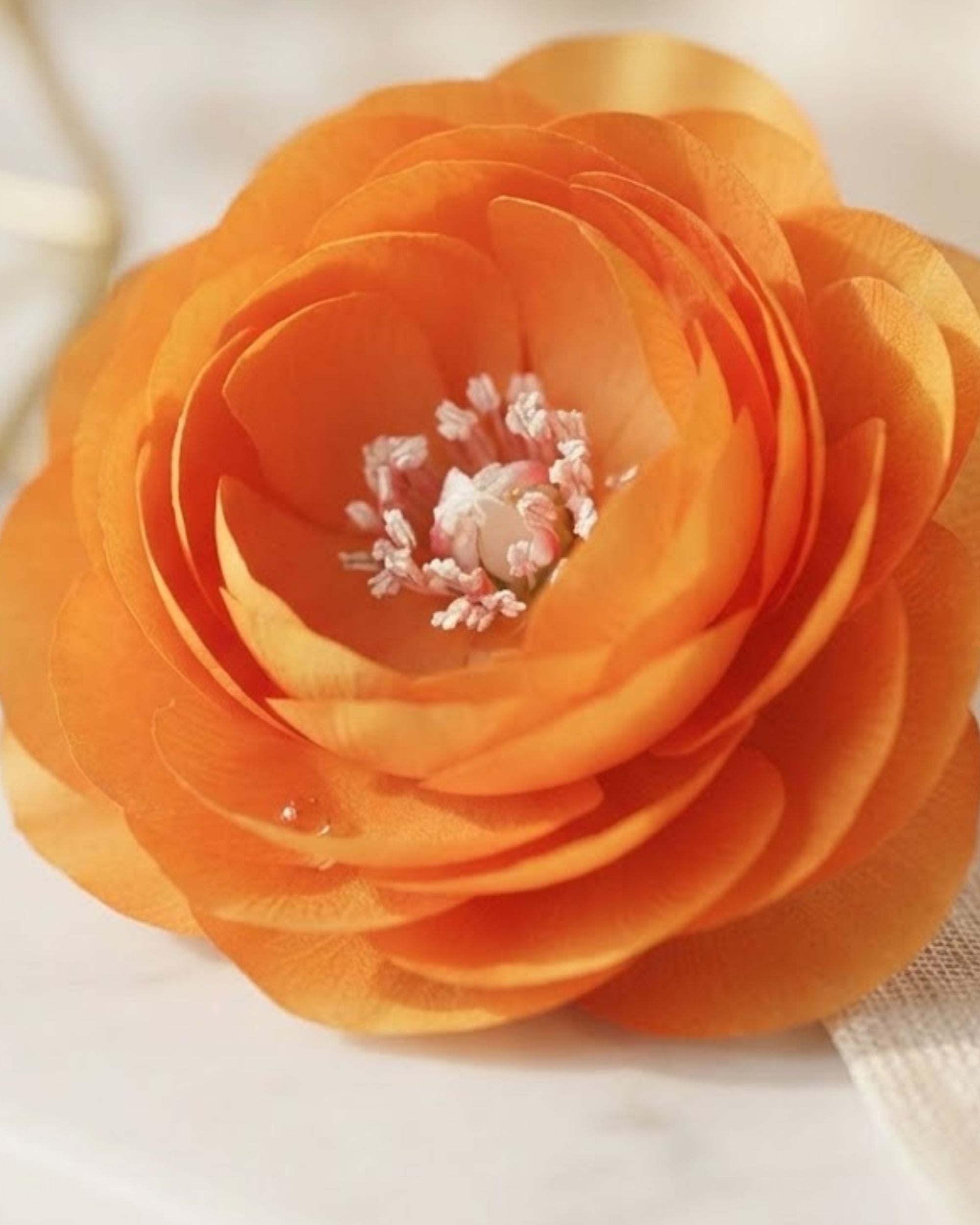 Premsons® Decorative Floating Ranunculus Flowers (4FLS & 3LVS) with Tape – Elegant Home & Event Decoration (Pack of 4)