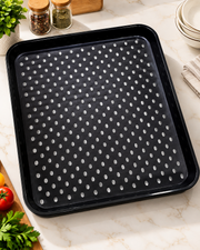 Premsons® Black Perforated Serving Tray | Non-Slip Textured Base with Raised Edges