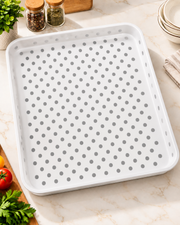 Premsons® White Serving Tray with Grey Polka Dot Design | Rectangular Tray with Raised Edges