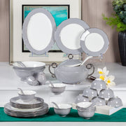 Premsons® 40-Piece Tableware Set – Elegant Porcelain Dining Set for 6 – Plates, Bowls & Serve Ware – Grey