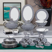 Premsons® 40-Piece Tableware Set – Elegant Porcelain Dining Set for 6 – Plates, Bowls & Serve Ware – Dark Grey