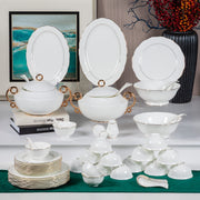 Premsons® 40-Piece Tableware Set – Elegant Porcelain Dining Set for 6 – Plates, Bowls & Serve Ware – White