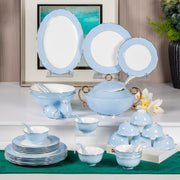 Premsons® 40-Piece Tableware Set – Elegant Porcelain Dining Set for 6 – Plates, Bowls & Serve Ware – Powder Blue