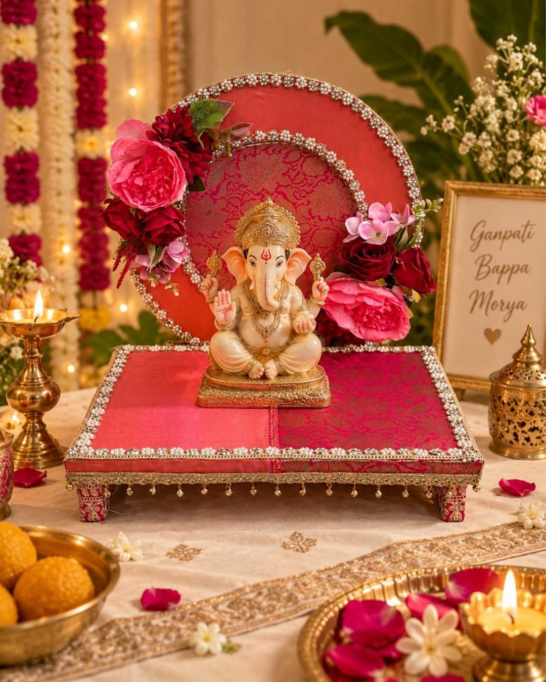 Premsons® Colorful Chakri Singhasan – Mini Decorative Backdrop Stand for Ganpati, Pooja & Festive Décor