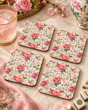 Premsons® Bloom Mahjong Floral Wooden Coasters – Set of 4