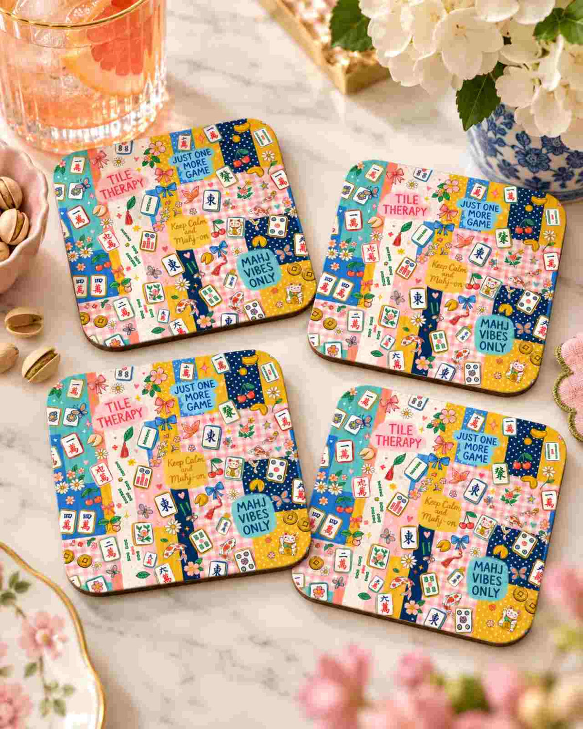 Premsons® Mahj Vibes Mahjong Coaster Set of 4