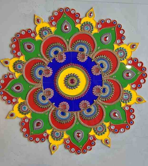 Premsons® Mandala Rangoli Kit – Ready to Assemble Multicolour Reusable Festival Floor Décor