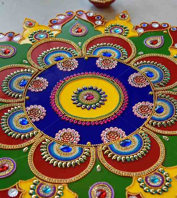 Premsons® Mandala Rangoli Kit – Ready to Assemble Multicolour Reusable Festival Floor Décor