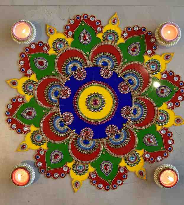 Premsons® Mandala Rangoli Kit – Ready to Assemble Multicolour Reusable Festival Floor Décor