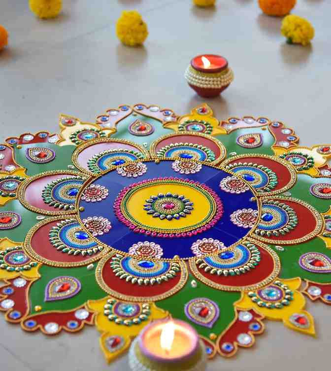 Premsons® Mandala Rangoli Kit – Ready to Assemble Multicolour Reusable Festival Floor Décor