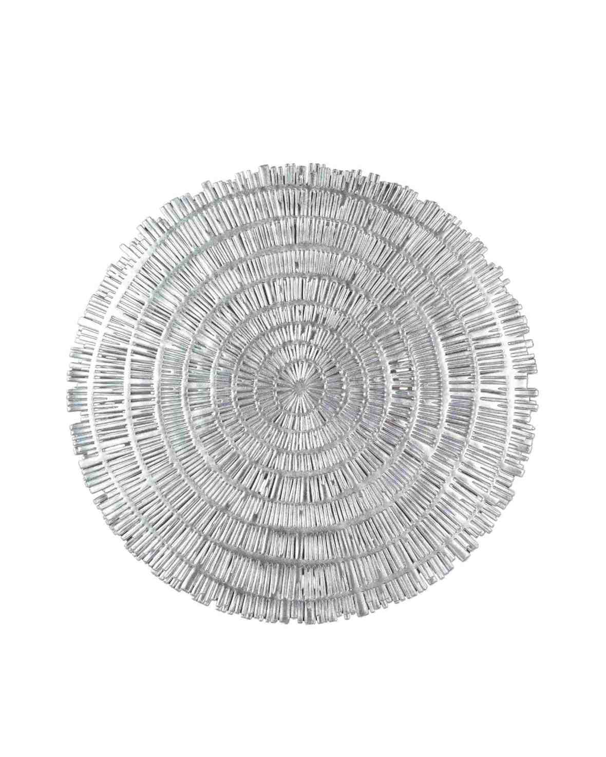 Premsons® Round Table Mat – Elegant Woven Metallic Placemat | Washable, Wipeable, Non-Slip & Heat-Resistant | Stylish Table Mat for Dining, Kitchen, Wedding & Party Décor – Silver