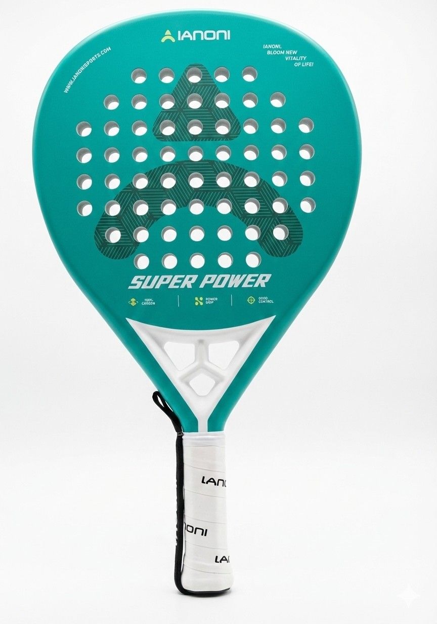Premsons® Super Power Carbon Fiber Padel Racket – 3D Surface Power & Control Paddle with EVA Core - Teal Blue