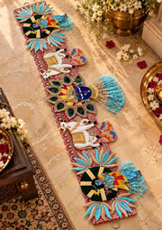 Colorful beaded elephant toran door hanging with ribbon tassels and decorative trims