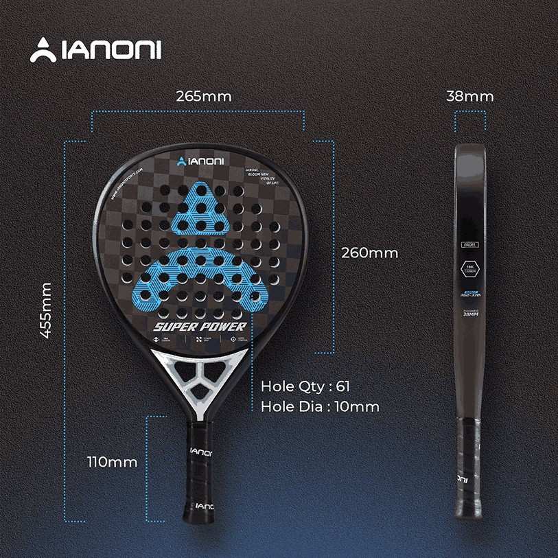 Premsons® 18K Carbon Fiber Super Power Padel Racket – Premium Power, Spin & Control - Black & Blue