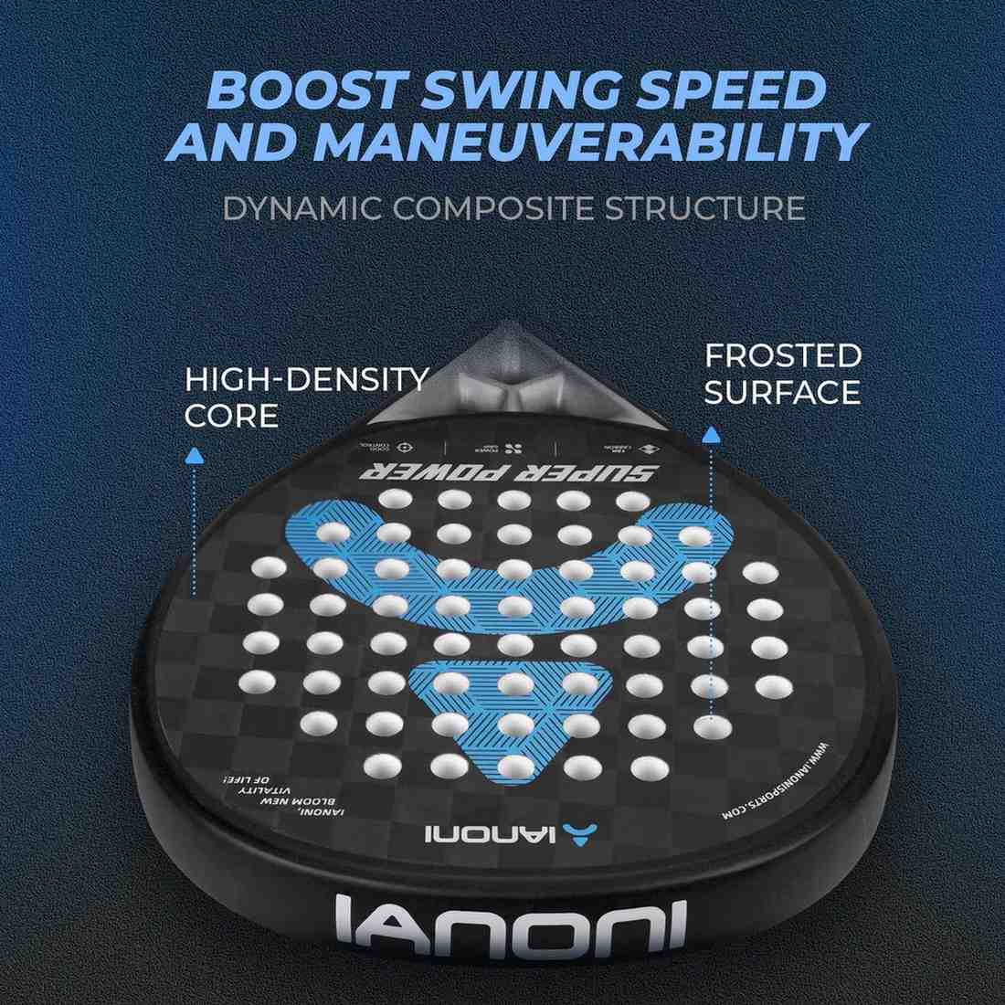 Premsons® 18K Carbon Fiber Super Power Padel Racket – Premium Power, Spin & Control - Black & Blue