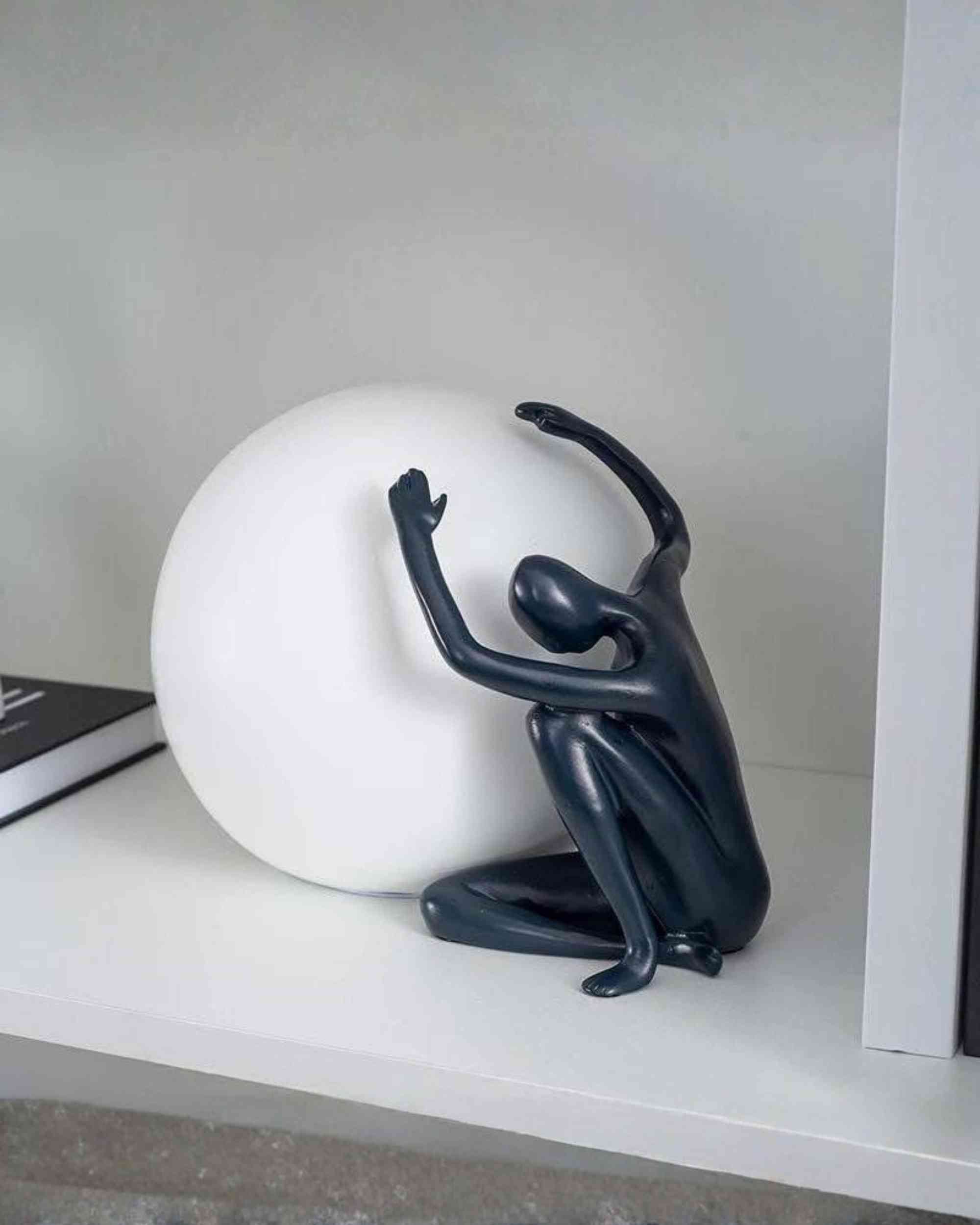 Premsons® Atlas Push Abstract Sculpture – Resin Art Figurine – Navy & White