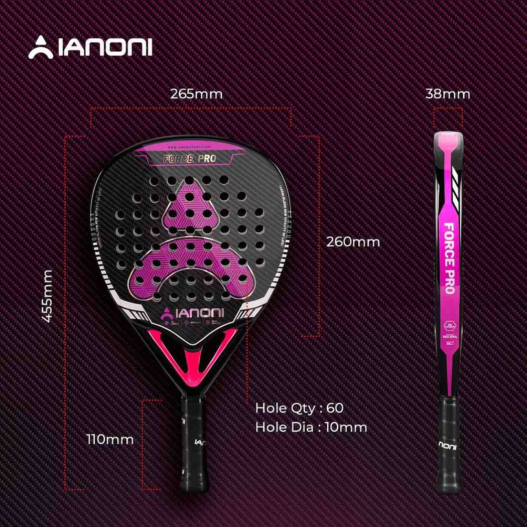 Premsons® Force Pro 3K Carbon Fiber Super Power Padel Racket – Premium Power, Spin & Control - Black & Purple