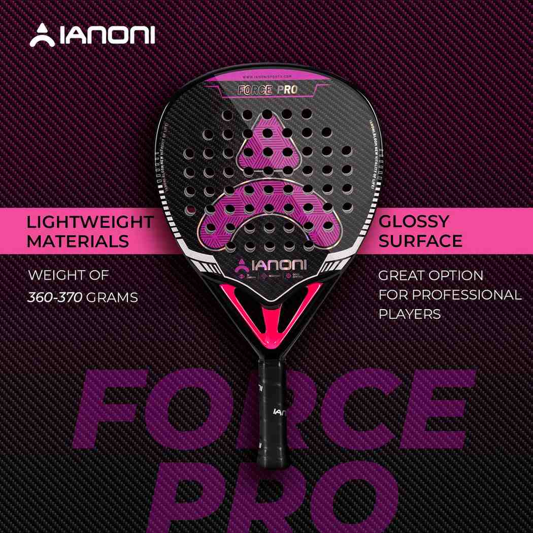 Premsons® Force Pro 3K Carbon Fiber Super Power Padel Racket – Premium Power, Spin & Control - Black & Purple