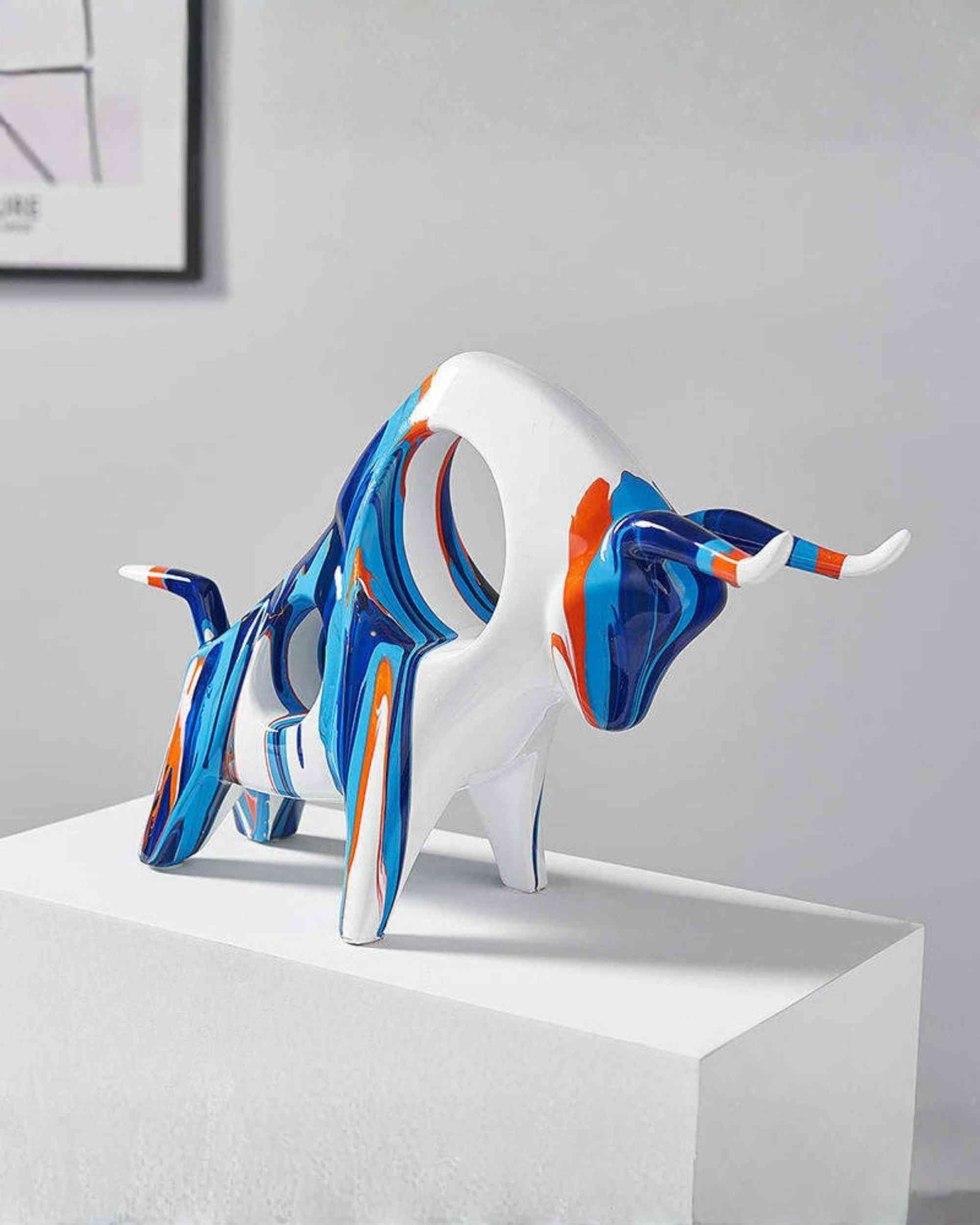 Premsons® Graffiti Cow Sculpture – Pop Art Resin Figurine – Multicolour