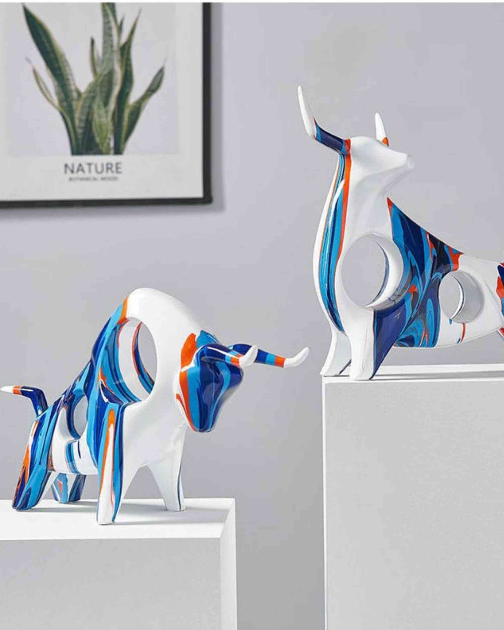 Premsons® Graffiti Cow Sculpture – Pop Art Resin Figurine – Multicolour