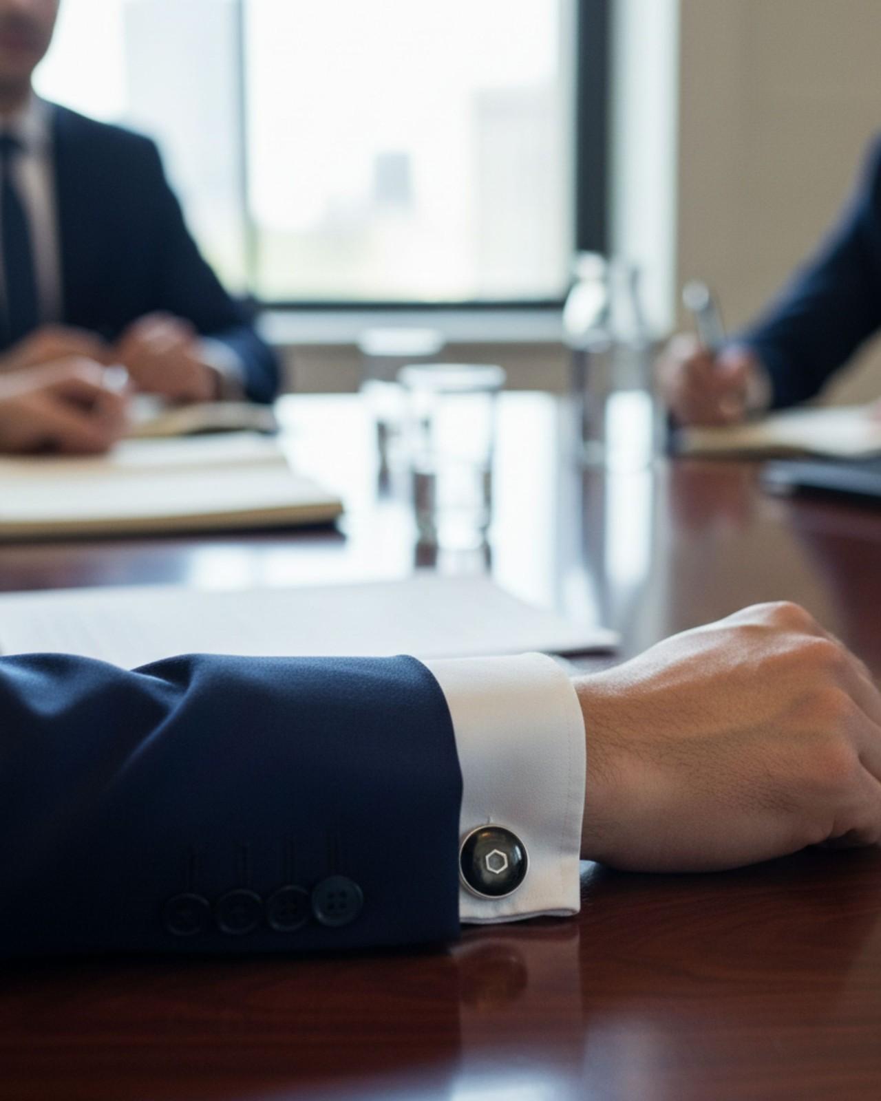 Premsons® Men’s Classic Round Cufflinks with Dark Enamel Finish & Metal Emblem, Vintage Inspired Formal Accessories – Black