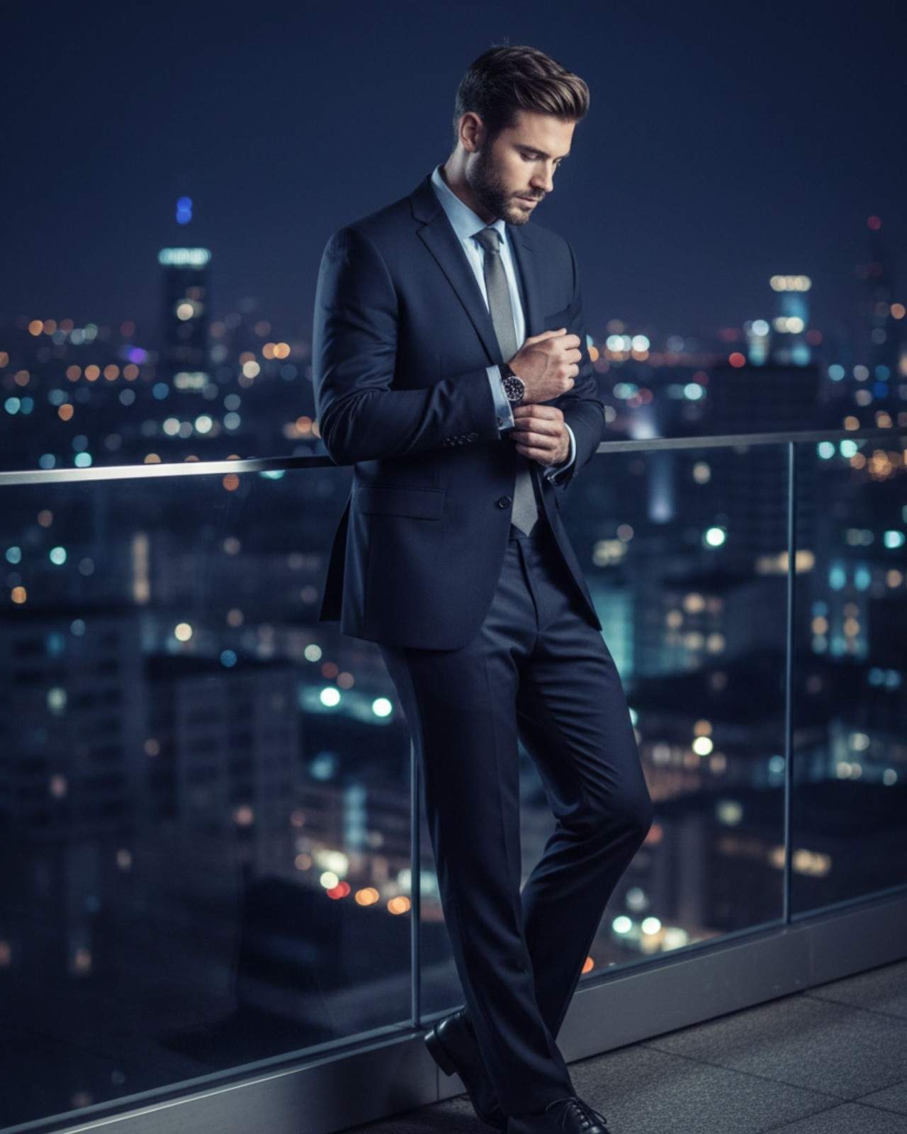 Premsons® Men’s Cylindrical Silver Tone Cufflinks with Glossy Resin Finish, Contemporary Formal Shirt Accessories – Grey