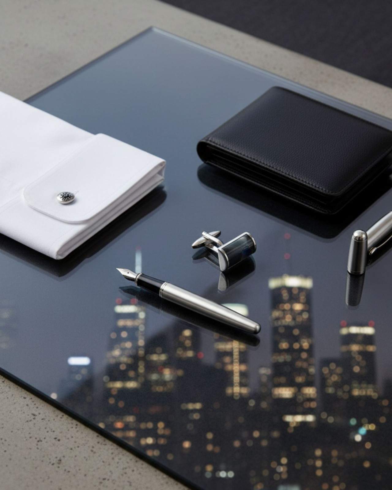 Premsons® Men’s Cylindrical Silver Tone Cufflinks with Glossy Resin Finish, Contemporary Formal Shirt Accessories – Grey