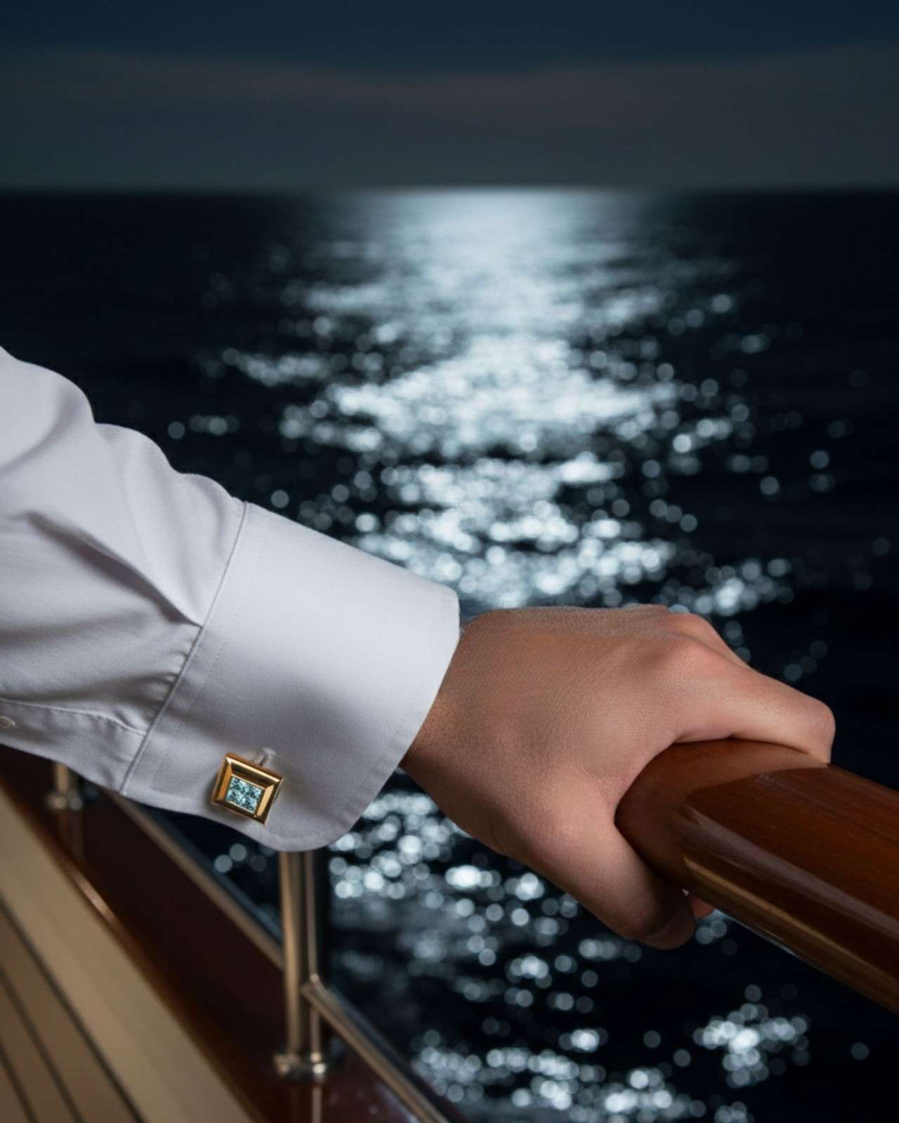 Premsons® Men’s Gold Tone Square Cufflinks with Crystal Mosaic Centre, Premium Formal Wear Accessories for Weddings & Parties – Light Blue