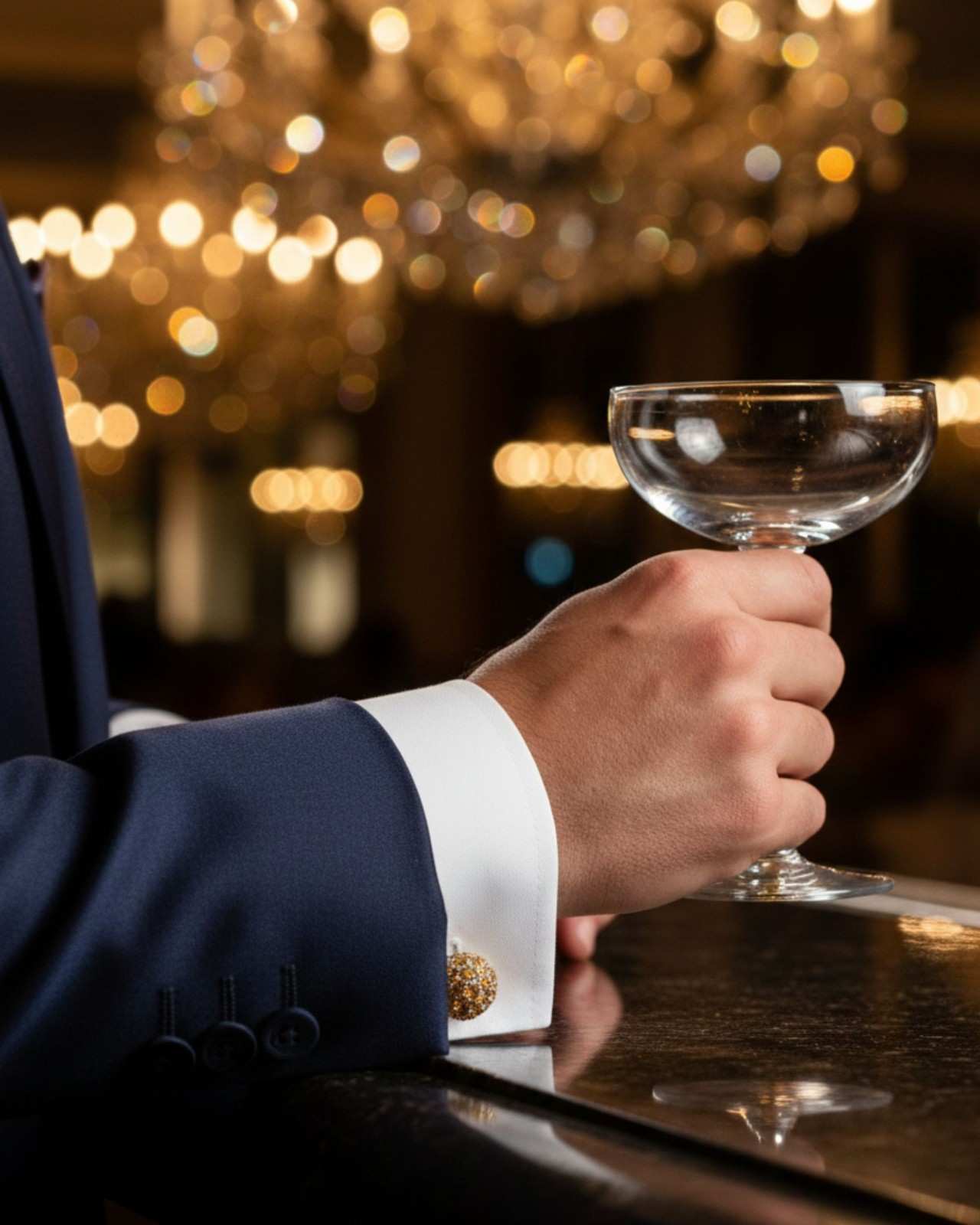 Premsons® Men’s Round Pavé Crystal Cufflinks with Dome Design, High-Shine Party Wear & Luxury Gift Accessories – Gold