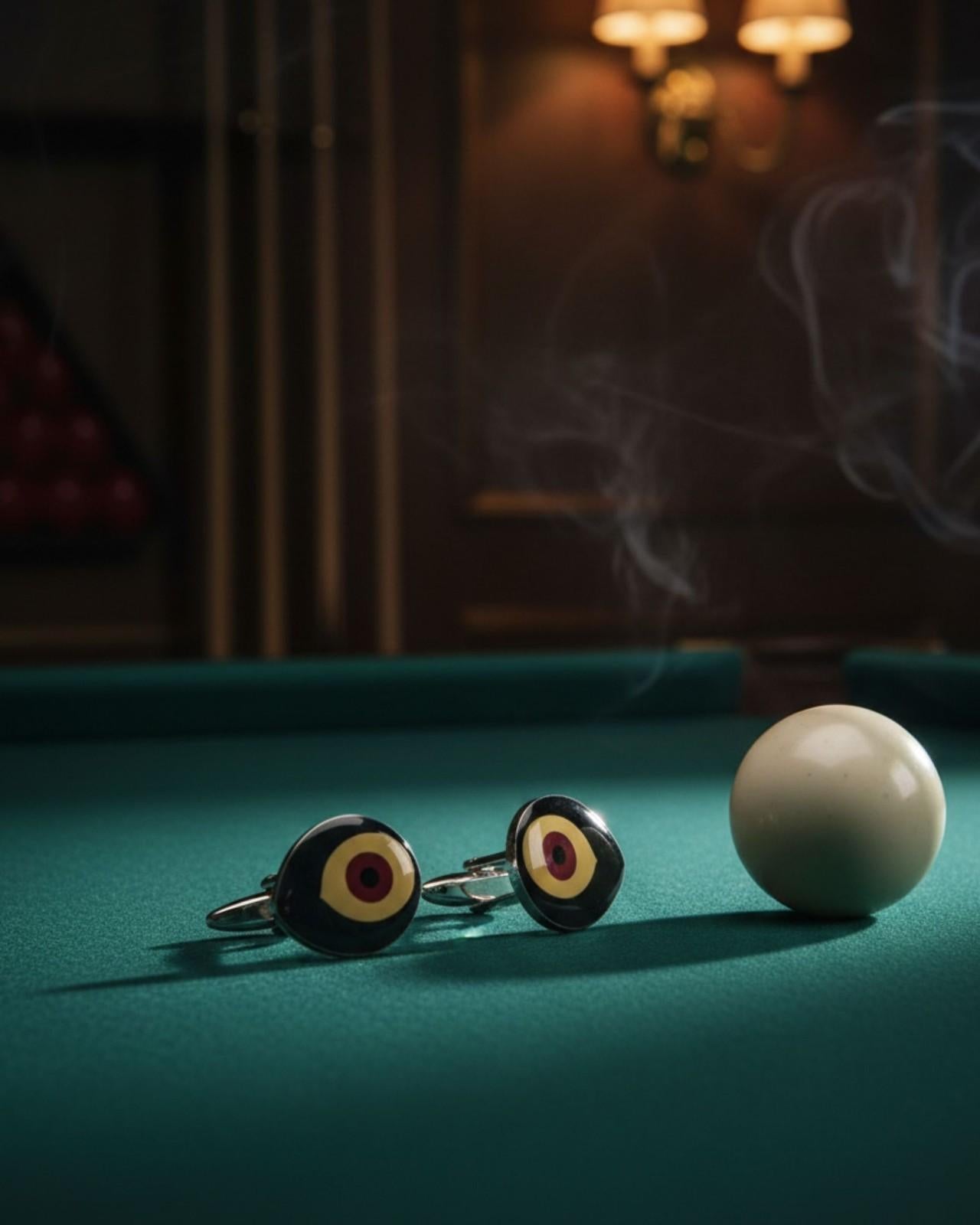 Premsons® Men’s Round Silver Tone Designer Cufflinks with Enamel Target Pattern, Classic Formal Shirt Accessories – Black