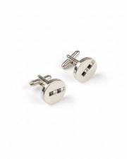 Premsons® Men’s Round Stainless Steel Cufflinks with Triple Crystal Accent, Contemporary Office Wear & Corporate Gifting Accessories – Silver