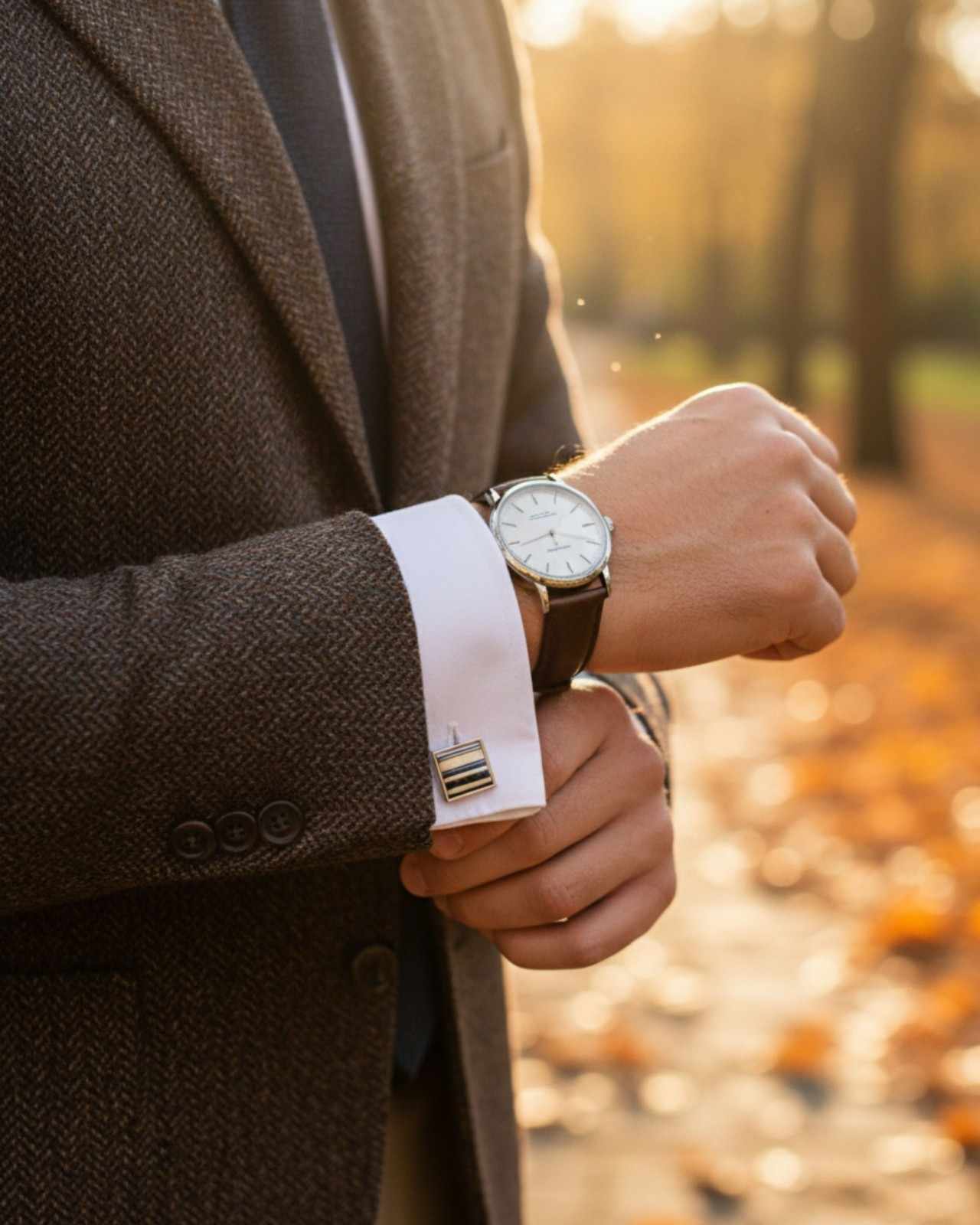 Premsons® Men’s Square Silver Cufflinks with Multi Stripe Resin Inlay, Stylish Office Wear Accessories