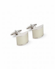 Premsons® Mother of Pearl Half Moon Silver Cufflinks for Men