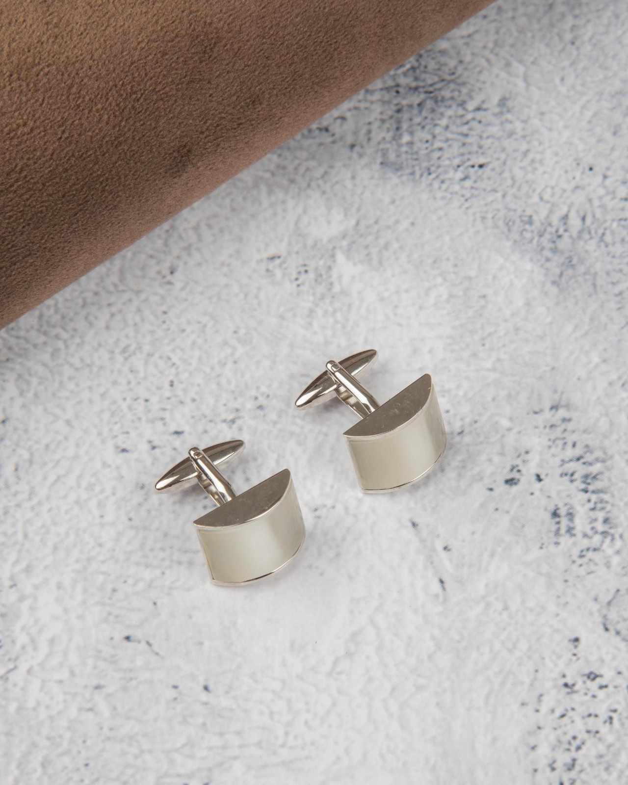 Premsons® Mother of Pearl Half Moon Silver Cufflinks for Men