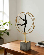 Premsons® Orbit Grace Ballerina Sculpture – Resin & Metal Art Figurine – Gold Ring