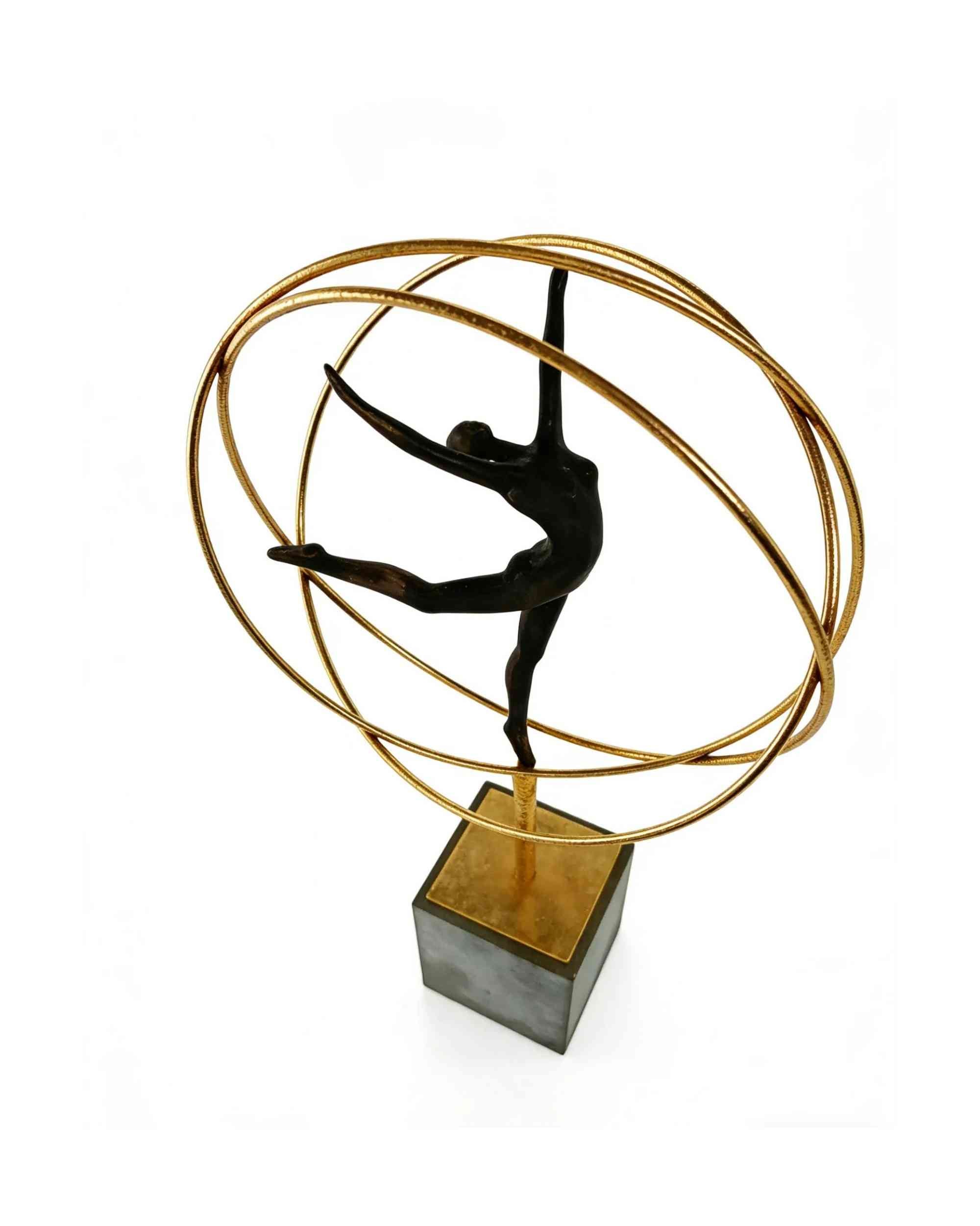 Premsons® Orbit Grace Ballerina Sculpture – Resin & Metal Art Figurine – Gold Ring