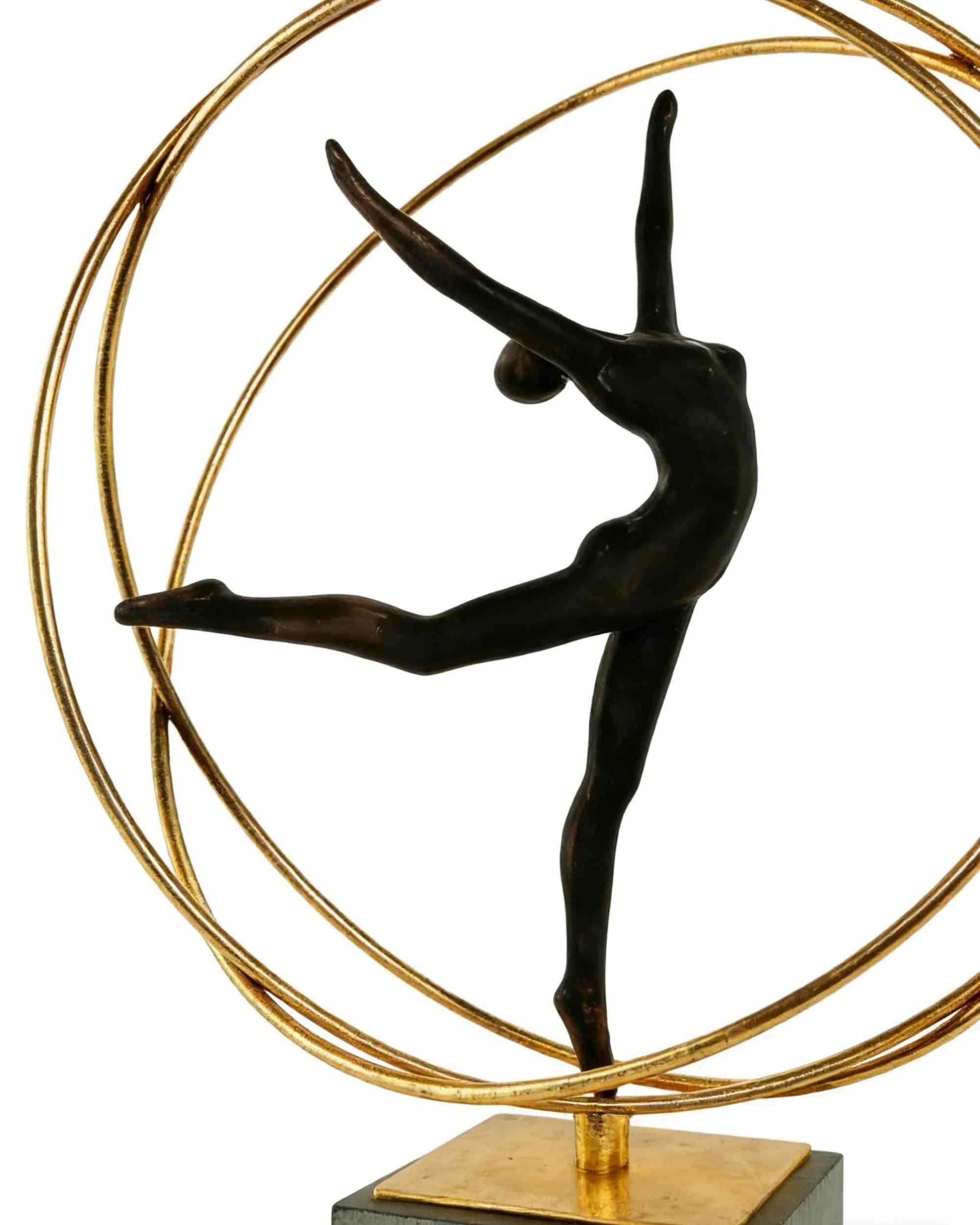 Premsons® Orbit Grace Ballerina Sculpture – Resin & Metal Art Figurine – Gold Ring