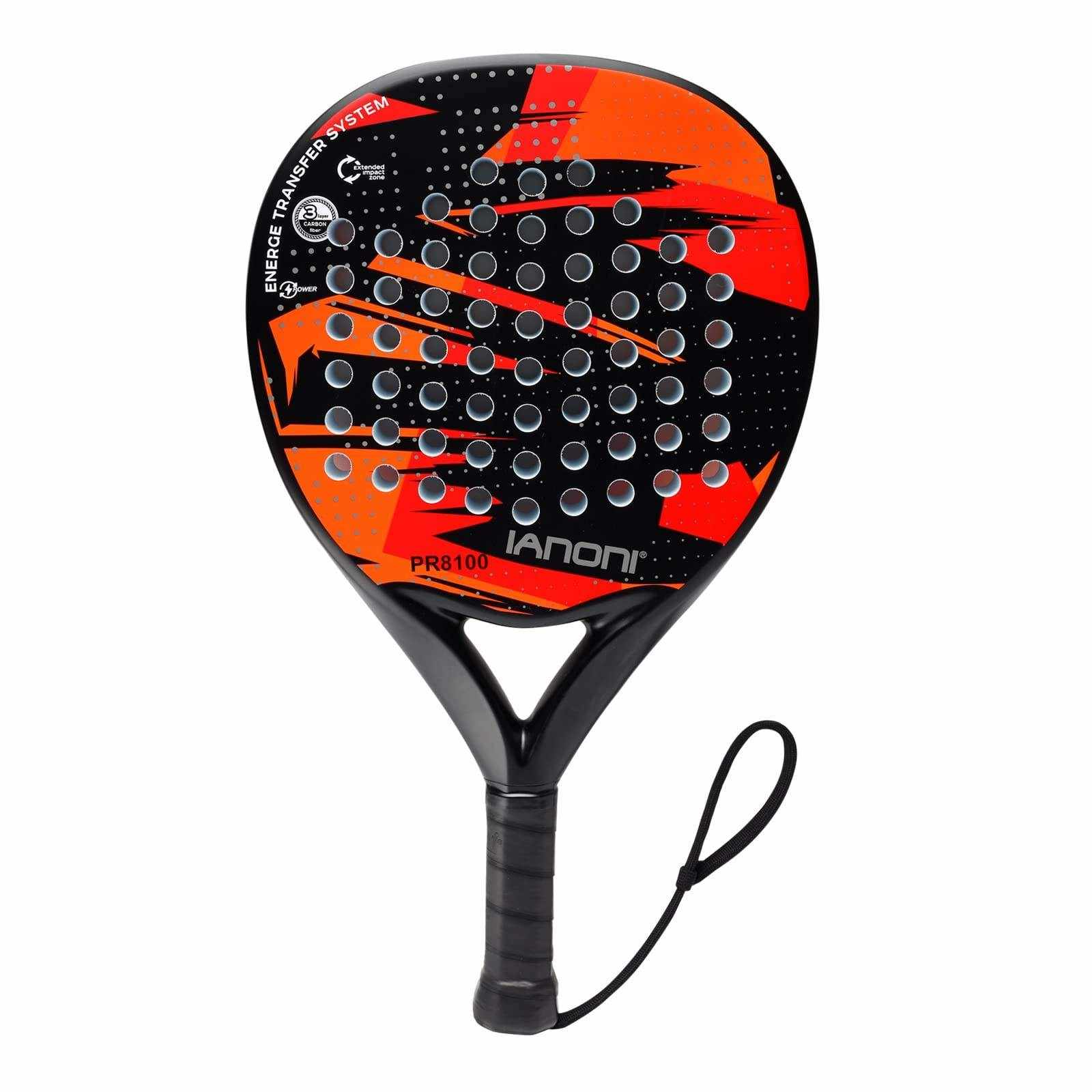 Premsons® PR8100 Full Carbon Padel Racket – Lightweight Power & Control Paddle with EVA Memory Core, Easy Swing Design - Red
