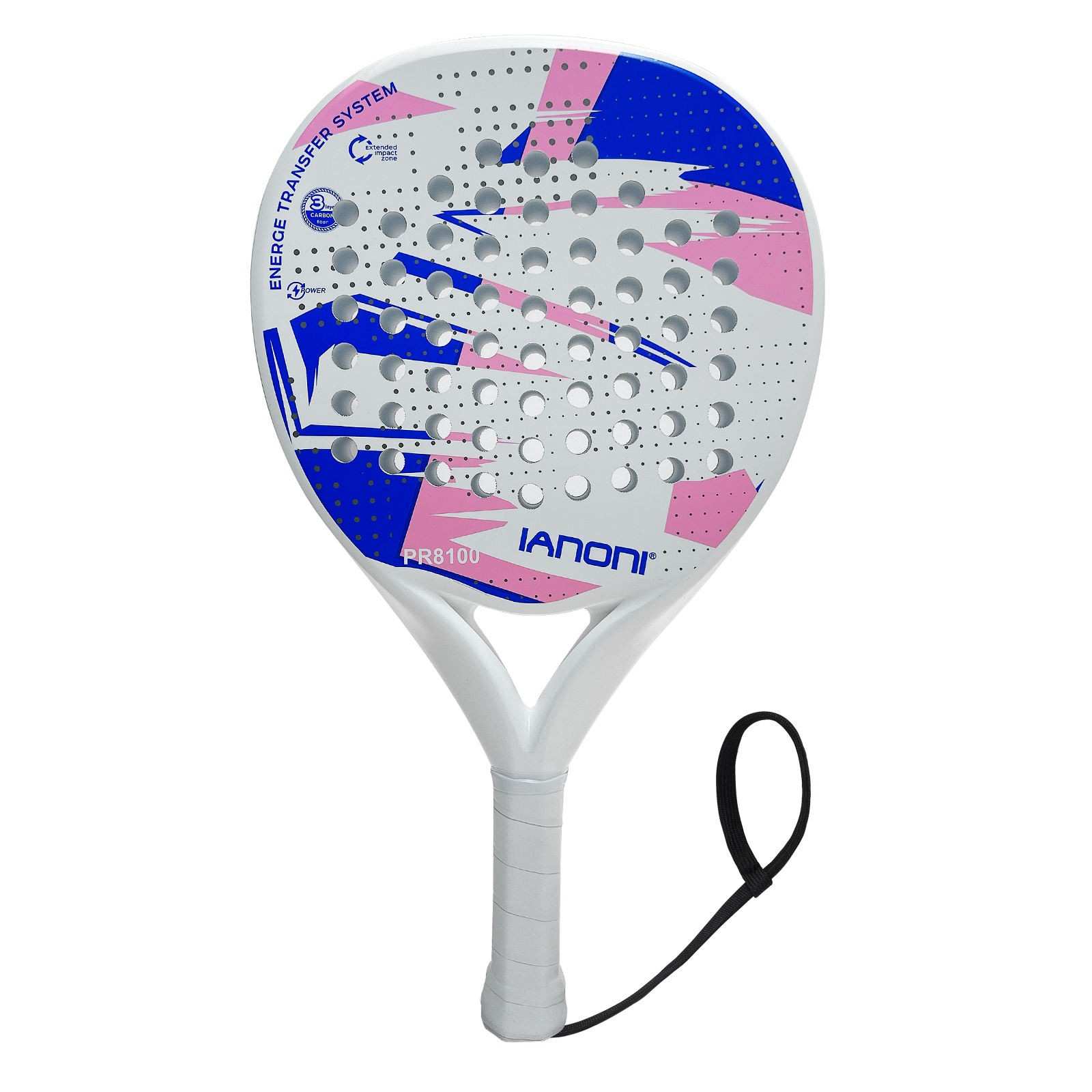 Premsons® PR8100 Full Carbon Padel Racket – Lightweight Power & Control Paddle with EVA Memory Core, Easy Swing Design - White