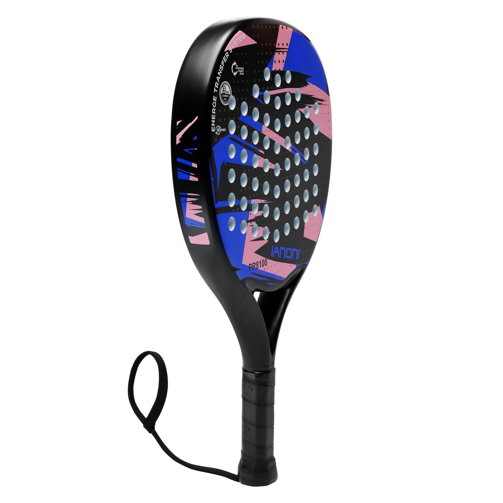 Premsons® PR8100 Full Carbon Padel Racket – Lightweight Power & Control Paddle with EVA Memory Core, Easy Swing Design - Blue & Pink