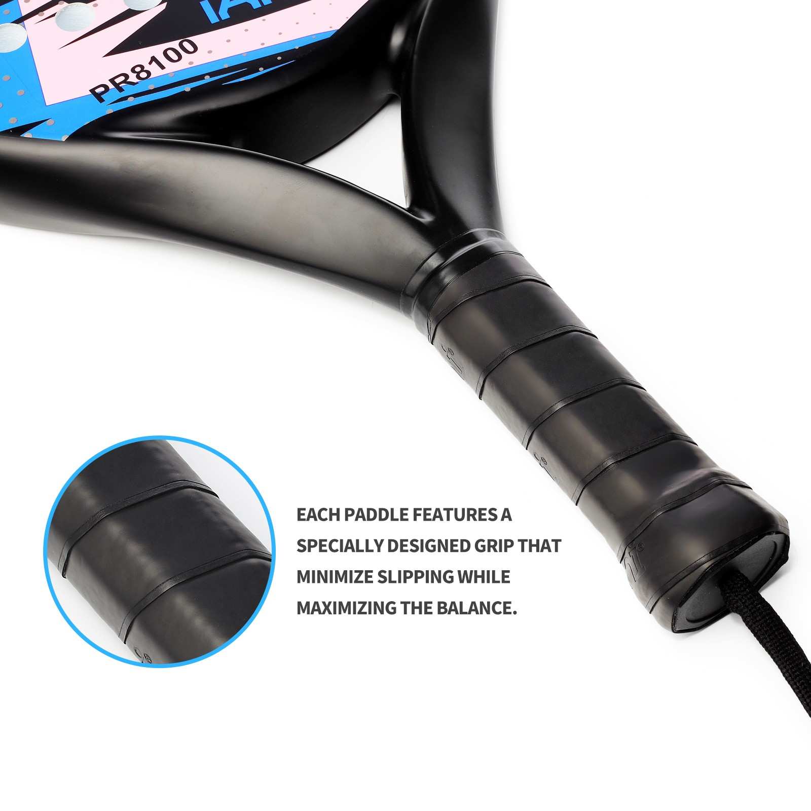 Premsons® PR8100 Full Carbon Padel Racket – Lightweight Power & Control Paddle with EVA Memory Core, Easy Swing Design - Blue & Pink