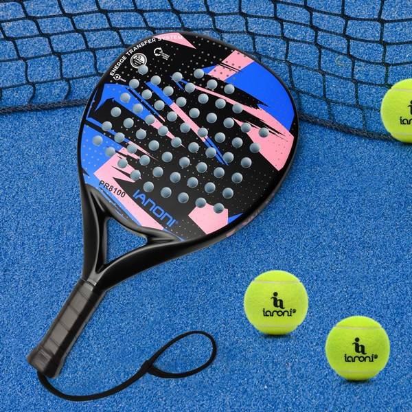 Premsons® PR8100 Full Carbon Padel Racket – Lightweight Power & Control Paddle with EVA Memory Core, Easy Swing Design - Blue & Pink