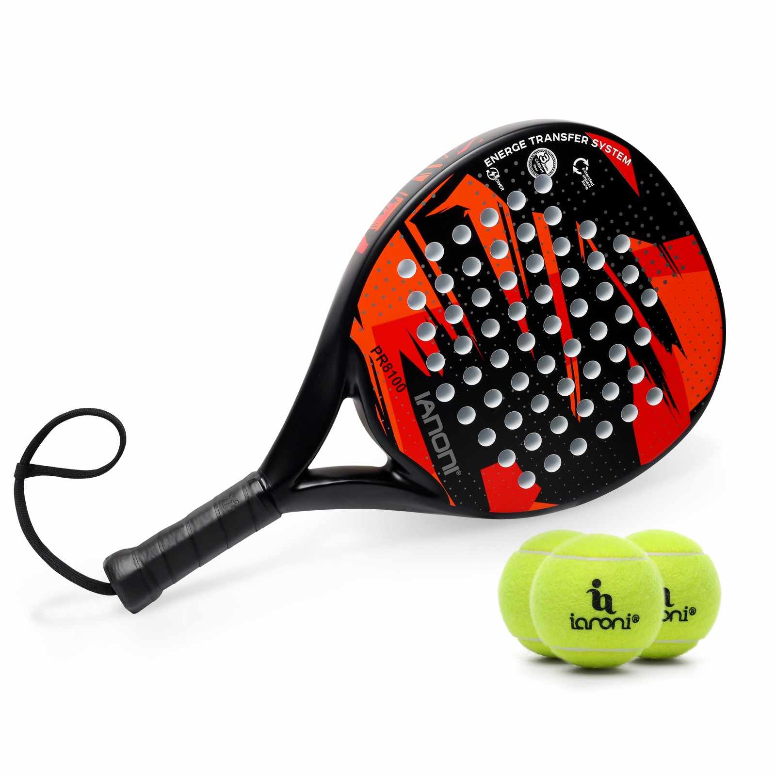 Premsons® PR8100 Full Carbon Padel Racket – Lightweight Power & Control Paddle with EVA Memory Core, Easy Swing Design - Red