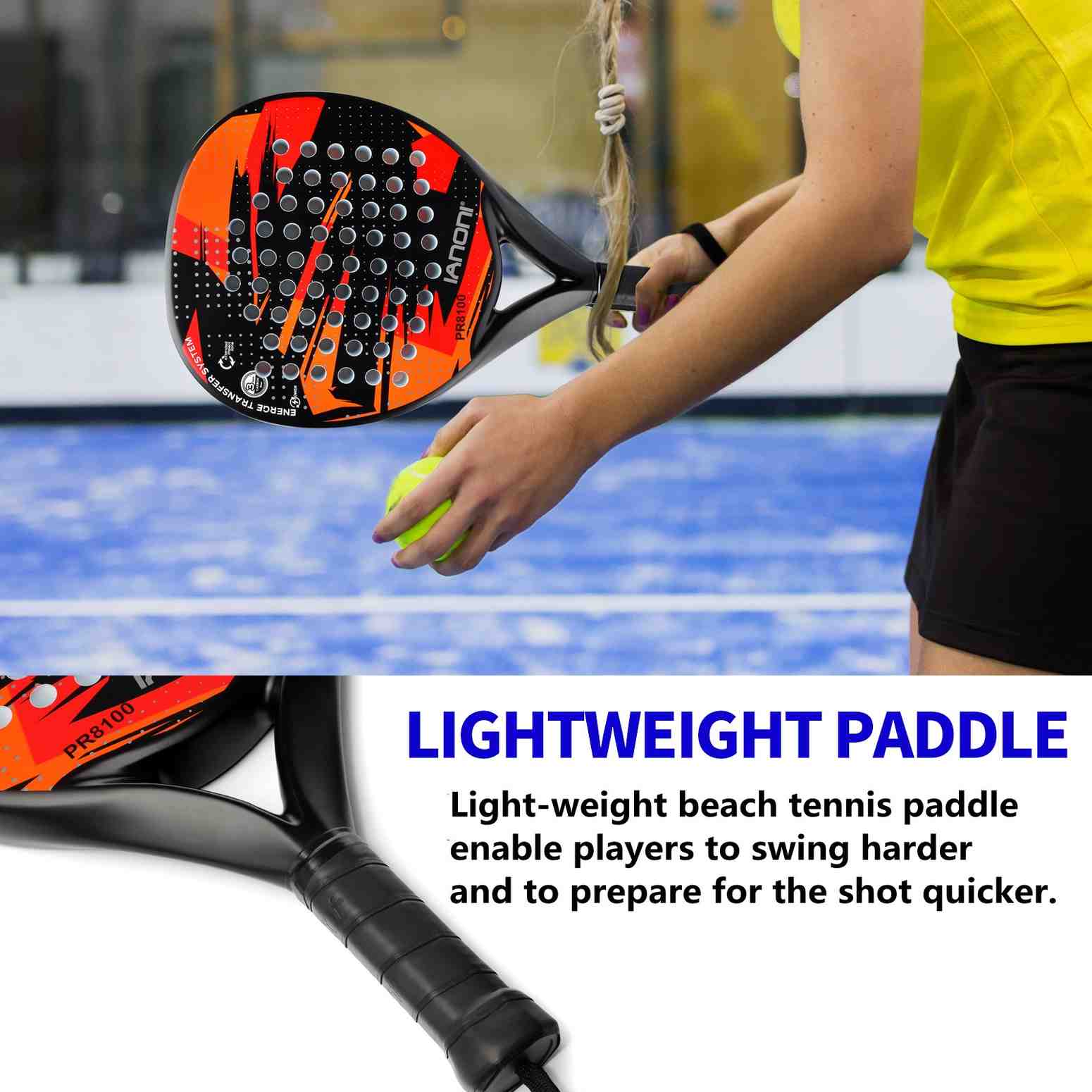 Premsons® PR8100 Full Carbon Padel Racket – Lightweight Power & Control Paddle with EVA Memory Core, Easy Swing Design - Red