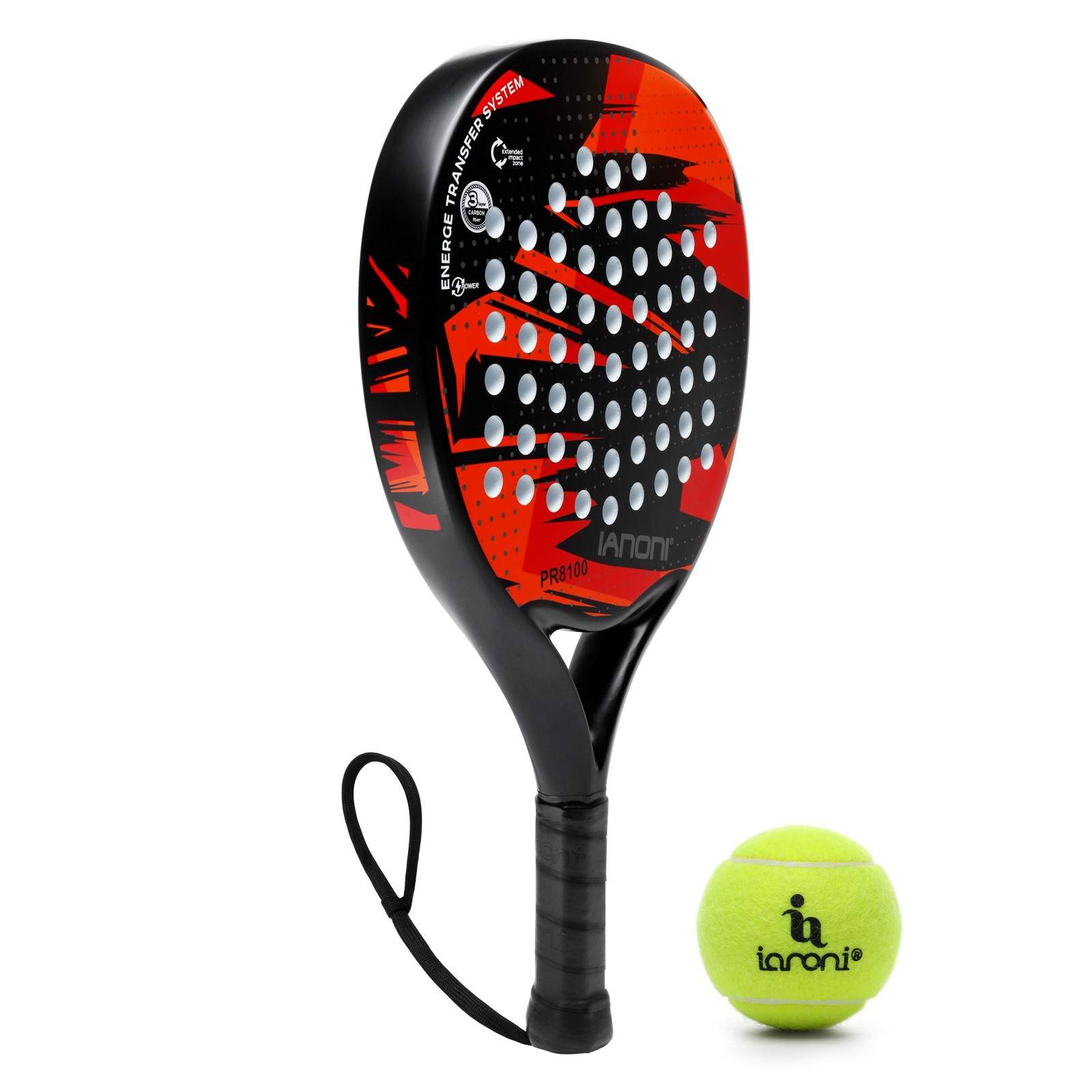 Premsons® PR8100 Full Carbon Padel Racket – Lightweight Power & Control Paddle with EVA Memory Core, Easy Swing Design - Red