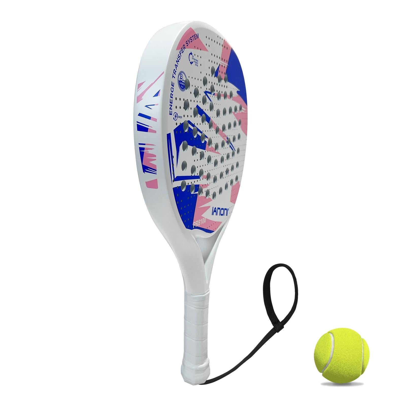 Premsons® PR8100 Full Carbon Padel Racket – Lightweight Power & Control Paddle with EVA Memory Core, Easy Swing Design - White