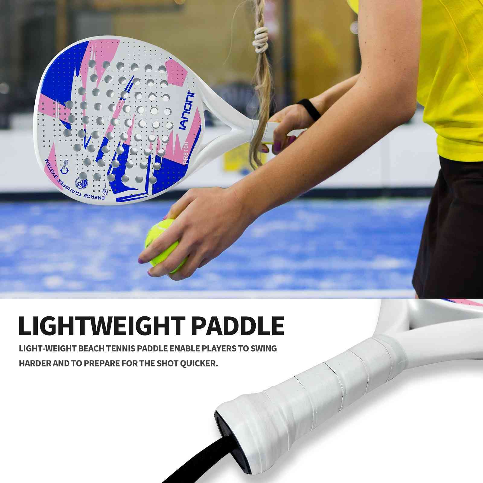 Premsons® PR8100 Full Carbon Padel Racket – Lightweight Power & Control Paddle with EVA Memory Core, Easy Swing Design - White