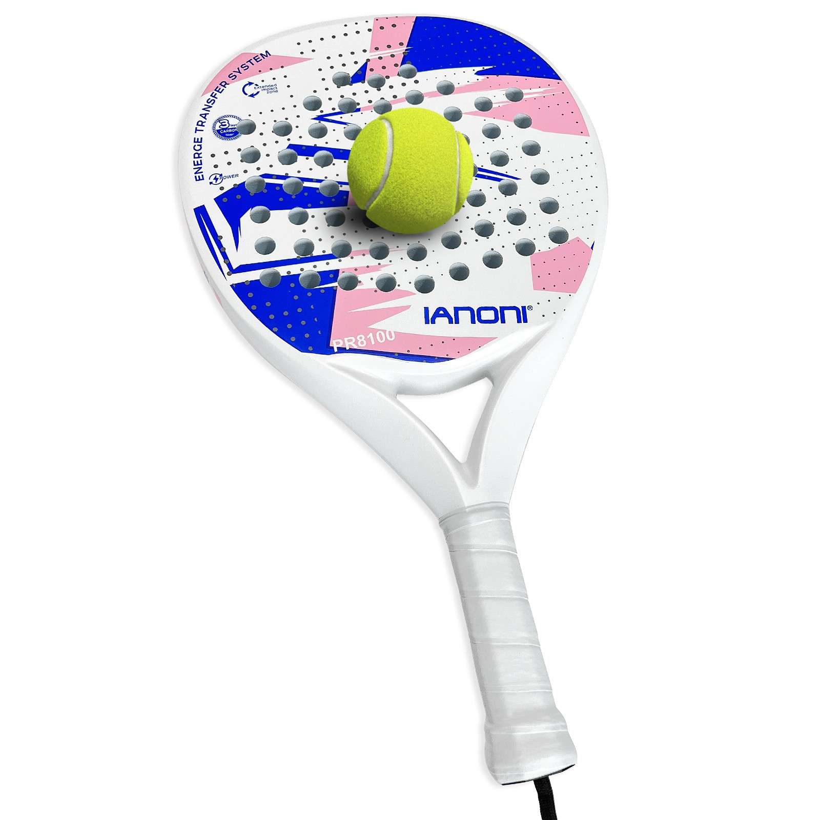 Premsons® PR8100 Full Carbon Padel Racket – Lightweight Power & Control Paddle with EVA Memory Core, Easy Swing Design - White
