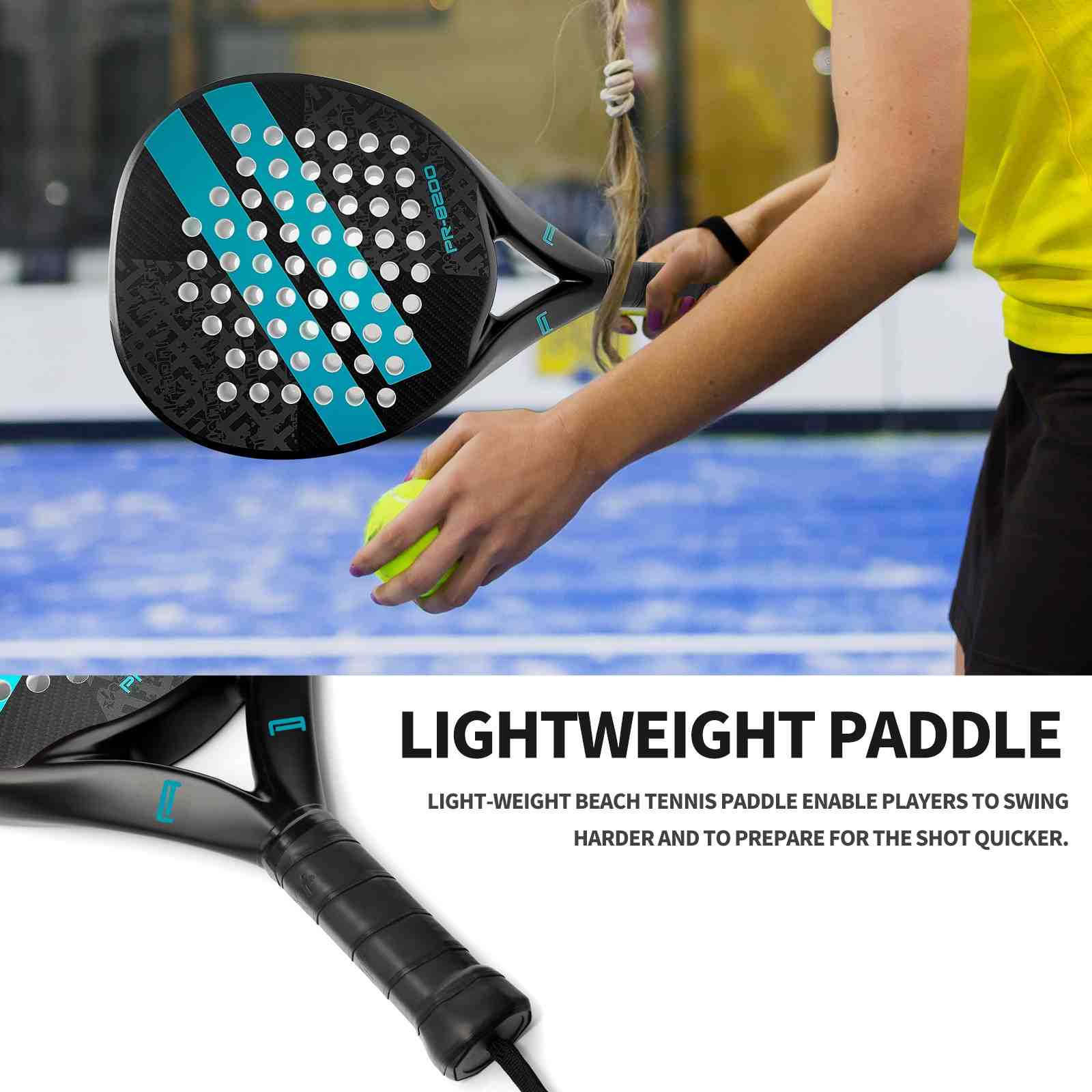 Premsons® PR8200 Carbon Fiber Padel Racket – Precision Control Paddle with Full Carbon Face & EVA Core - Blue