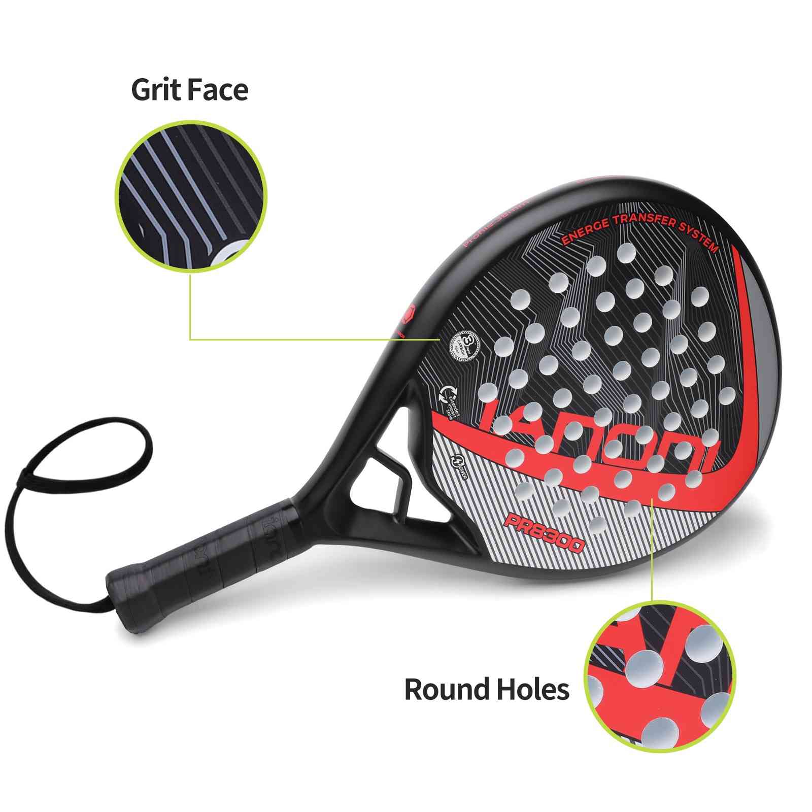 Premsons® PR8300 Full Carbon Padel Racket – Professional Control & Power Paddle with EVA Core - Red